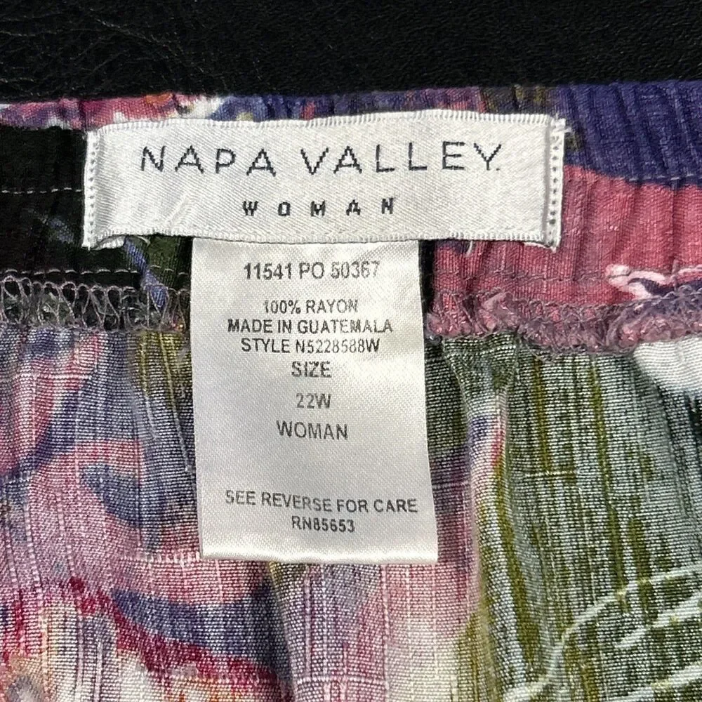 Napa Valley Maxi Skirt Womens 22W Purple Pink Floral Stretch Waist Cottage Core - Picture 2 of 4